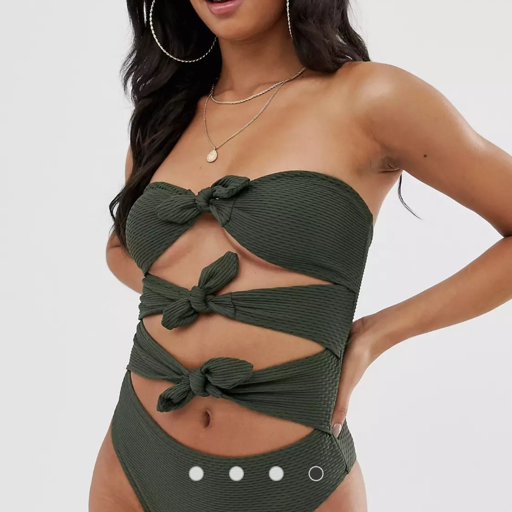 NWT Missguided Knotted Bandeau Swimsuit - 2 - Picture 4 of 7